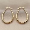 Argolla Mediana 02.170.0083.30 Oro Laminado, Diseño de Gota y Hueco, Diamantado, Tono Dorado