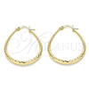Argolla Mediana 02.170.0083.30 Oro Laminado, Diseño de Gota y Hueco, Diamantado, Tono Dorado