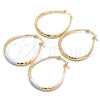 Argolla Mediana 02.170.0083.30 Oro Laminado, Diseño de Gota y Hueco, Diamantado, Tono Dorado
