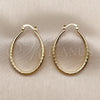 Argolla Mediana 02.170.0081.30 Oro Laminado, Diseño de Gota y Hueco, Diamantado, Tono Dorado