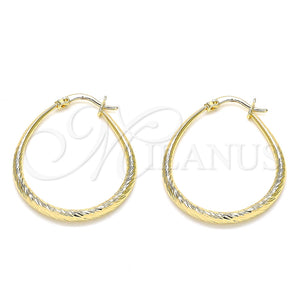 Argolla Mediana 02.170.0081.30 Oro Laminado, Diseño de Gota y Hueco, Diamantado, Tono Dorado
