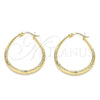 Argolla Mediana 02.170.0081.30 Oro Laminado, Diseño de Gota y Hueco, Diamantado, Tono Dorado