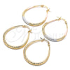 Argolla Mediana 02.170.0081.30 Oro Laminado, Diseño de Gota y Hueco, Diamantado, Tono Dorado