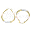 Argolla Mediana 02.170.0081.1.30 Oro Laminado, Diseño de Gota y Hueco, Diamantado, Tres Tonos