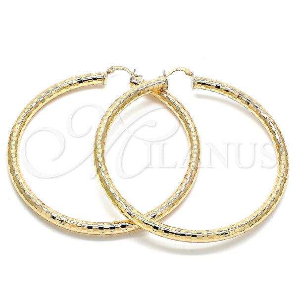 Argolla Extra Grande 02.170.0308.80 Oro Laminado, Diseño de Hueco, Diamantado, Tono Dorado