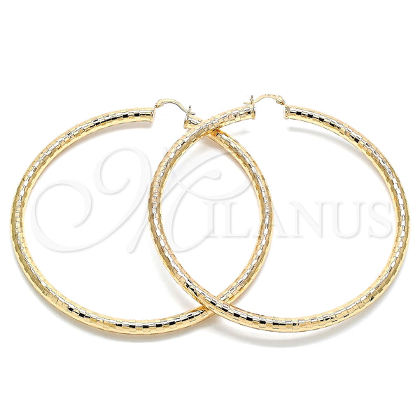 Argolla Extra Grande 02.170.0308.90 Oro Laminado, Diseño de Hueco, Diamantado, Tono Dorado