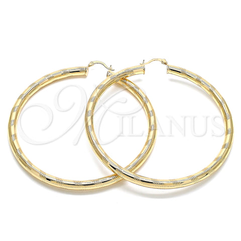 Argolla Extra Grande 02.170.0309.80 Oro Laminado, Diseño de Hueco, Diamantado, Tono Dorado