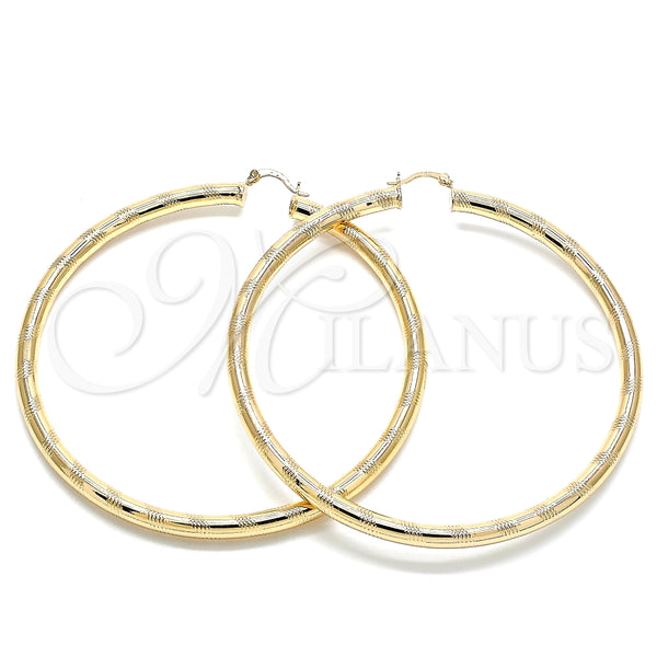 Argolla Extra Grande 02.170.0309.90 Oro Laminado, Diseño de Hueco, Diamantado, Tono Dorado