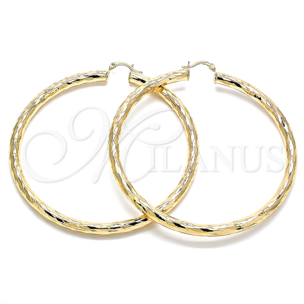 Argolla Extra Grande 02.170.0311.80 Oro Laminado, Diseño de Hueco, Diamantado, Tono Dorado
