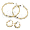 Argolla Extra Grande 02.170.0311.80 Oro Laminado, Diseño de Hueco, Diamantado, Tono Dorado