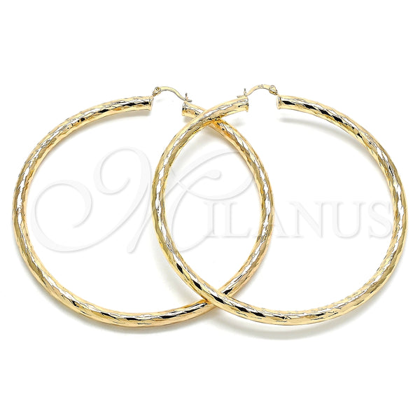 Argolla Extra Grande 02.170.0311.90 Oro Laminado, Diseño de Hueco, Diamantado, Tono Dorado