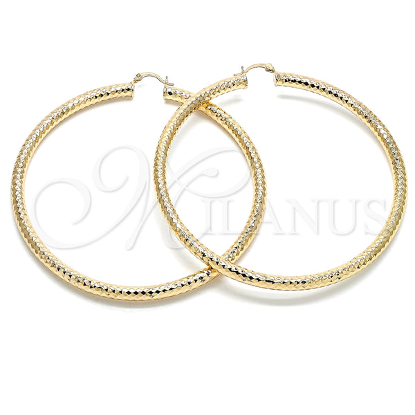 Argolla Extra Grande 02.170.0312.90 Oro Laminado, Diseño de Hueco, Diamantado, Tono Dorado
