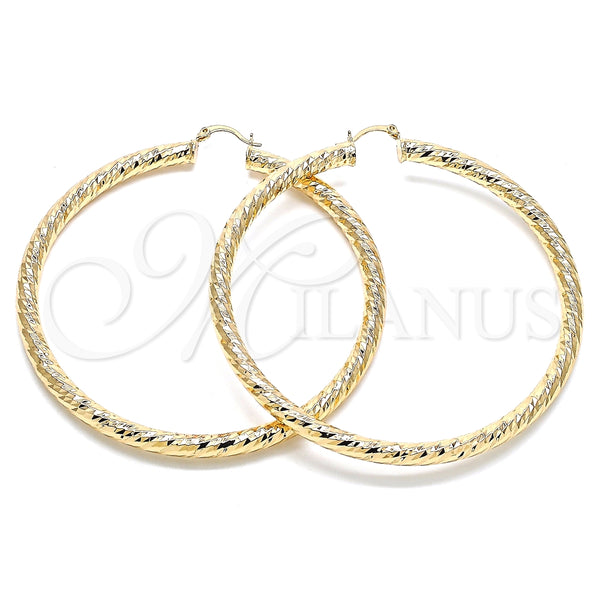 Argolla Extra Grande 02.170.0313.80 Oro Laminado, Diseño de Hueco, Diamantado, Tono Dorado