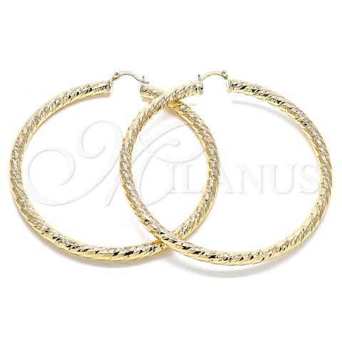 Argolla Extra Grande 02.170.0313.80 Oro Laminado, Diseño de Hueco, Diamantado, Tono Dorado