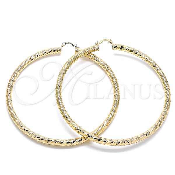 Argolla Extra Grande 02.170.0313.90 Oro Laminado, Diseño de Hueco, Diamantado, Tono Dorado