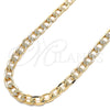 Gargantilla Basica 04.213.0183.24 Oro Laminado, Diseño de Cubana Pave, Pulido, Tono Dorado (08 MM Thickness, 24 Inches Length)