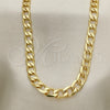 Gargantilla Basica 04.213.0183.24 Oro Laminado, Diseño de Cubana Pave, Pulido, Tono Dorado (08 MM Thickness, 24 Inches Length)