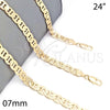 Gargantilla Basica 04.213.0188.24 Oro Laminado, Diseño de Mariner, Pulido, Tono Dorado (07 MM Thickness, 24 Inches Length)