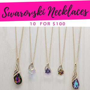 Kit Surtido de 10 Collares con Cristales Swarovski Originales de Oro Laminado al por mayor — SKU 132829