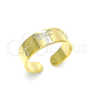Anillo del Pie 01.117.0011 Oro Laminado, Diseño de Libélula, Pulido, Tono Dorado (One size fits all)