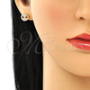 Arete Dormilona 02.63.2705 Oro Laminado, Diseño de Puff Mariner, con Blanca Micro Pave, Pulido, Tono Dorado