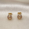 Arete Dormilona 02.63.2705 Oro Laminado, Diseño de Puff Mariner, con Blanca Micro Pave, Pulido, Tono Dorado