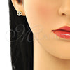 Arete Dormilona 02.63.2706 Oro Laminado, Diseño de Puff Mariner, con Blanca Micro Pave, Pulido, Tono Dorado