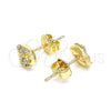 Arete Dormilona 02.63.2706 Oro Laminado, Diseño de Puff Mariner, con Blanca Micro Pave, Pulido, Tono Dorado
