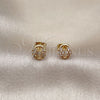 Arete Dormilona 02.63.2706 Oro Laminado, Diseño de Puff Mariner, con Blanca Micro Pave, Pulido, Tono Dorado