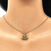 Juego de Arete y Dije de Adulto 10.210.0120 Oro Laminado, Diseño de Pajaro y Corazón, con Negro Micro Pave, Pulido, Tono Dorado