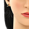 Juego de Arete y Dije de Adulto 10.210.0120 Oro Laminado, Diseño de Pajaro y Corazón, con Negro Micro Pave, Pulido, Tono Dorado