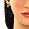 Juego de Arete y Dije de Adulto 10.210.0123.1 Oro Laminado, Diseño de Búho, con Negro and Granate Zirconia Cubica, Pulido, Tono Dorado