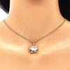Juego de Arete y Dije de Adulto 10.210.0125 Oro Laminado, Diseño de Elefante, con Blanca Zirconia Cubica and Blanca Micro Pave, Pulido, Tono Dorado