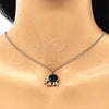 Juego de Arete y Dije de Adulto 10.210.0125.1 Oro Laminado, Diseño de Elefante, con Negro Zirconia Cubica and Blanca Micro Pave, Pulido, Tono Dorado