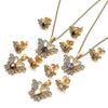 Juego de Arete y Dije de Adulto 10.210.0128.2 Oro Laminado, Diseño de Mariposa, con Granate Zirconia Cubica and Blanca Micro Pave, Pulido, Tono Dorado