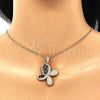 Collares con Dije 04.323.0012.2.20 Oro Laminado, Diseño de Mariposa y Gota, con Negro Zirconia Cubica and Blanca Micro Pave, Pulido, Tono Dorado (02 MM Thickness, 20 Inches Length)