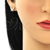 Arete Dormilona 02.94.0123 Oro Laminado, Diseño de Mariposa, con Blanca Micro Pave, Pulido, Tono Dorado