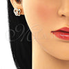 Arete Dormilona 02.94.0126 Oro Laminado, Diseño de Mariposa, con Blanca Micro Pave, Pulido, Tono Dorado