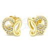 Arete Dormilona 02.94.0126 Oro Laminado, Diseño de Mariposa, con Blanca Micro Pave, Pulido, Tono Dorado