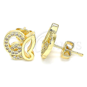 Arete Dormilona 02.94.0126 Oro Laminado, Diseño de Mariposa, con Blanca Micro Pave, Pulido, Tono Dorado