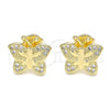 Arete Dormilona 02.156.0408 Oro Laminado, Diseño de Mariposa, con Blanca Micro Pave, Pulido, Tono Dorado