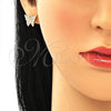 Arete Dormilona 02.156.0413 Oro Laminado, Diseño de Mariposa, con Blanca Micro Pave, Pulido, Tono Dorado