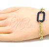 Pulsera Elegante 03.341.0052.3.07 Oro Laminado, Diseño de Paperclip, con Zafiro Azul Micro Pave, Pulido, Rodinado Negro (06 MM Thickness, 7 Inches Length)