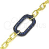 Pulsera Elegante 03.341.0052.3.07 Oro Laminado, Diseño de Paperclip, con Zafiro Azul Micro Pave, Pulido, Rodinado Negro (06 MM Thickness, 7 Inches Length)