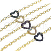Pulsera Elegante 03.341.0054.2.07 Oro Laminado, Diseño de Paperclip y Corazón, con Granate Micro Pave, Pulido, Rodinado Negro (06 MM Thickness, 7 Inches Length)