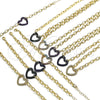 Collar y Pulsera 06.341.0004.4 Oro Laminado, Diseño de Paperclip y Corazón, con Verde Micro Pave, Pulido, Rodinado Negro