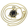 Collares con Dije 04.346.0010.2.20 Oro Laminado, Diseño de Tortuga, con Negro and Blanca Zirconia Cubica, Pulido, Tono Dorado (02 MM Thickness, 20 Inches Length)