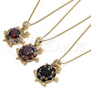 Collares con Dije 04.346.0010.2.20 Oro Laminado, Diseño de Tortuga, con Negro and Blanca Zirconia Cubica, Pulido, Tono Dorado (02 MM Thickness, 20 Inches Length)