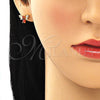 Juego de Arete y Dije de Adulto 10.210.0122.3 Oro Laminado, Diseño de Abeja, con Granate Zirconia Cubica and Blanca Micro Pave, Pulido, Tono Dorado
