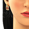 Juego de Arete y Dije de Adulto 10.210.0138.1 Oro Laminado, Diseño de Búho, con Granate Zirconia Cubica and Blanca Micro Pave, Pulido, Tono Dorado